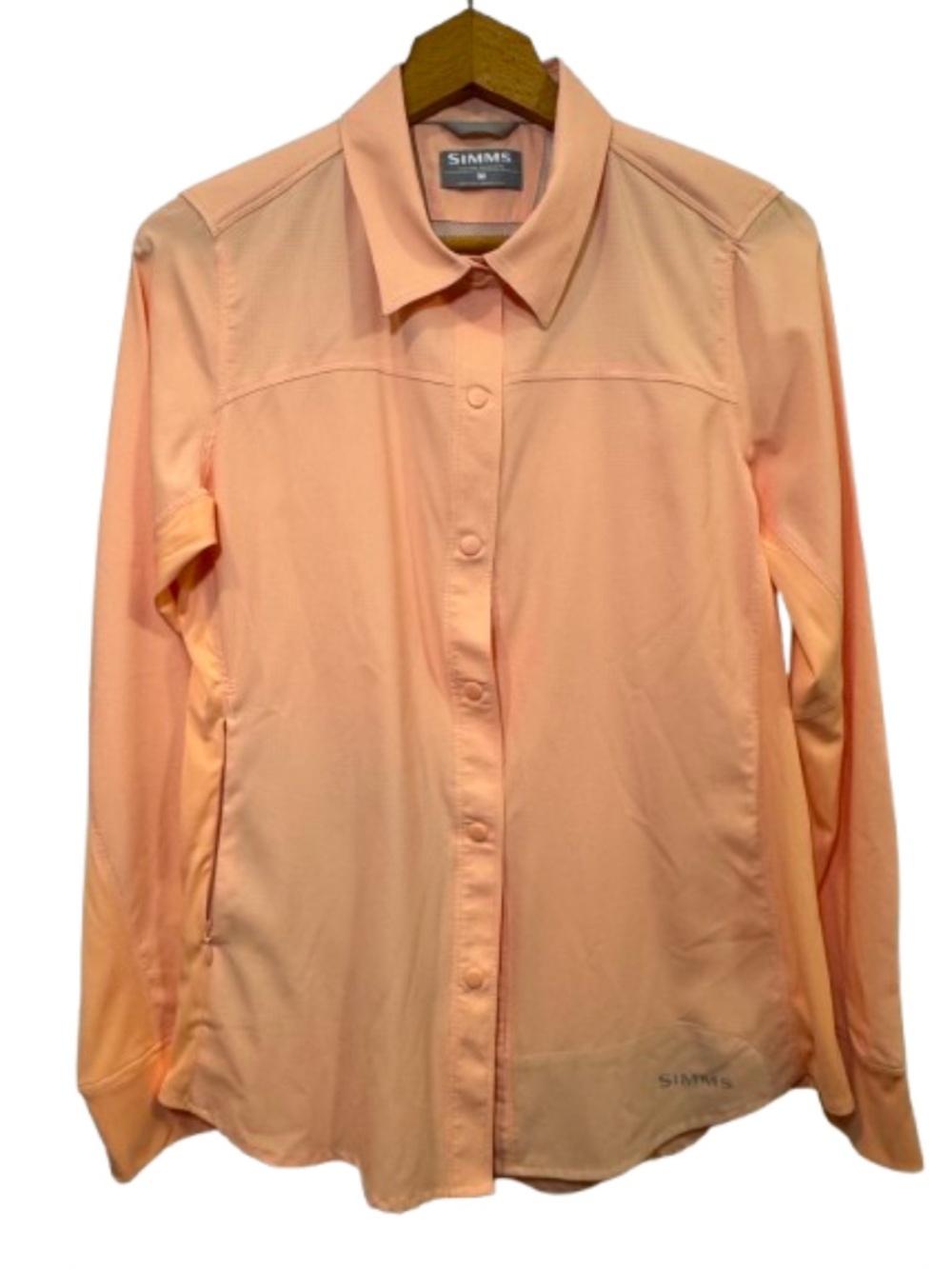 Simms Women's BiComp Size M Fishing Shirt Long Sleeved Breathable Peach Sorbet